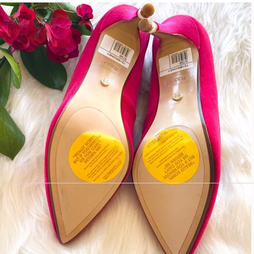 NWT Dune London hot pink velvet faux pearl heels - Picture 4 of 4